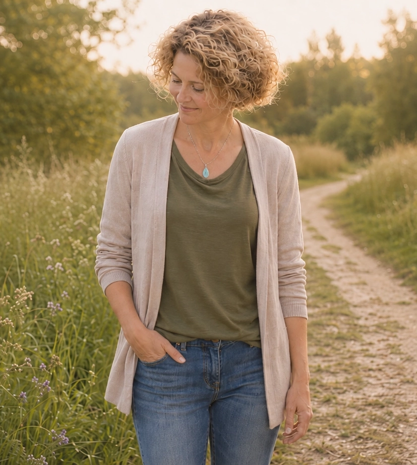 Nicole Spors in warmer Naturumgebung
